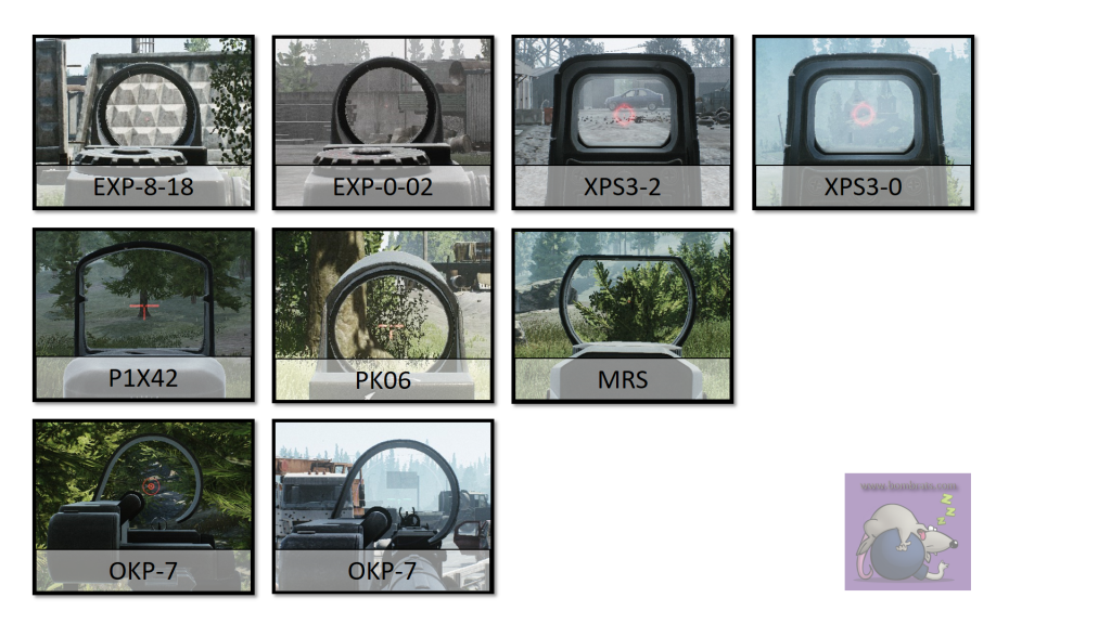 Vergleich der Visiere ohne Zoom in Escape From Tarkov