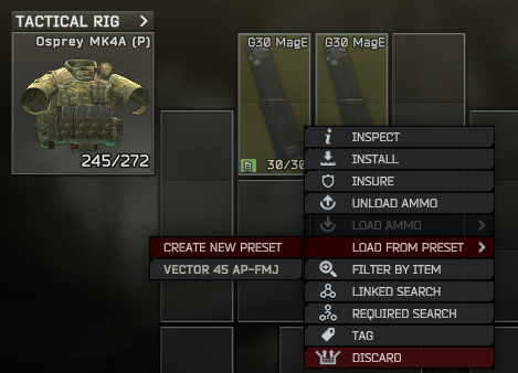 EFT Load Preset Create preset für Magazine